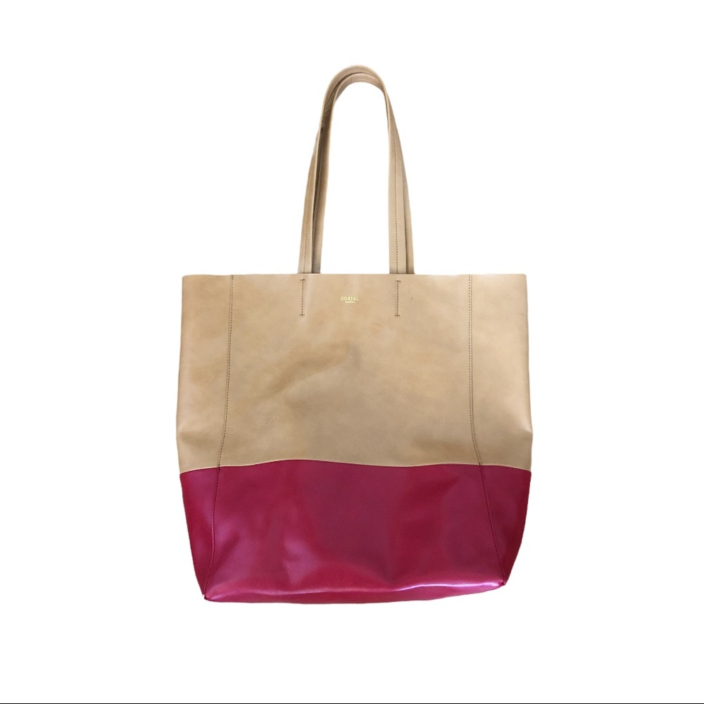 SORIAL TOTE RED TAN BAG